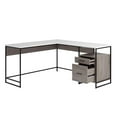 thumbnail image 3 of Pemberly Row Contemporary Engineered Wood/Metal L-Desk in Mystic Oak, 3 of 14