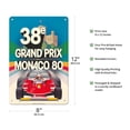thumbnail image 2 of 38th Monaco Grand Prix (Circuit de Monaco) - Formula One Race Cars - Racer Jody Scheckter - Vintage Car Racing Poster by Jacques Grognet c.1980 - 8 x 12 inch Vintage Metal Tin Sign, 2 of 4