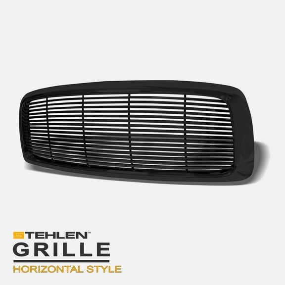 Stehlen 642167820598 Horizontal Front Hood Bumper Grille - Black For 2002-2005 Dodge Ram 1500 / 2003-2005 2500 3500