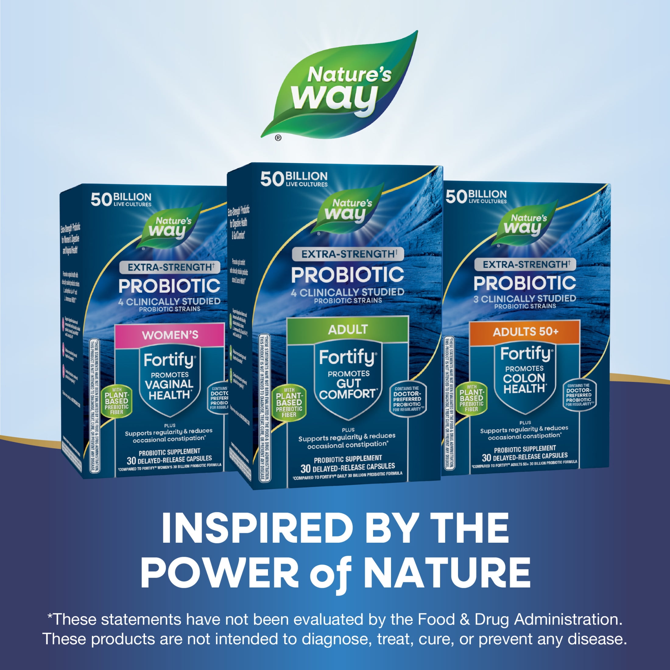 Nature's Way Extra Strength** Probiotic Fortify Adult Capsules, 50 Billion Cultures, Unisex, 30 Ct