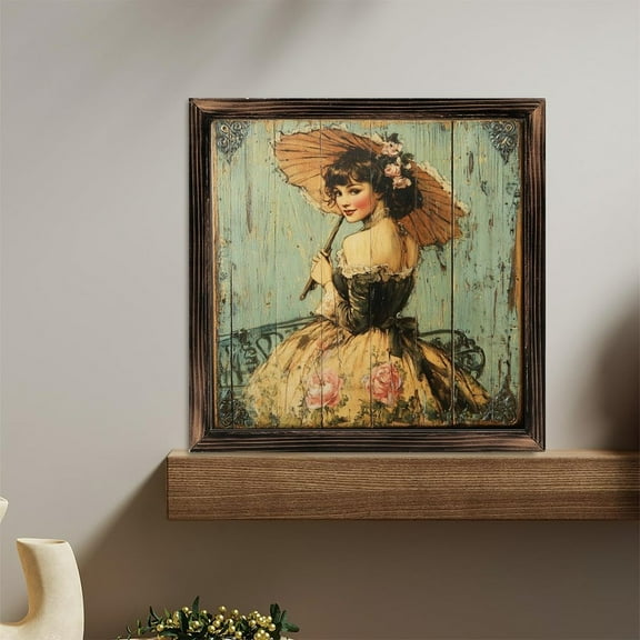 Victorian Lady Artwork Wooden Sign Wall Plaque - Vintage Art Decoration, Wall Decoration - Ideal Gift For Home Decoration, Living Room, Bathroom, Bedroom, Garden, Dining, Bar, Cafe, Festival Party