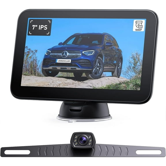 ZEROXCLUB Wired Backup Camera Monitor System 7'' Monitor HD 1080P Night Vision Waterproof for Car Truck/Pickup/SUV/Van/RV, B7