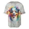thumbnail image 2 of Watercolor Drip Miniature American Shepherd Pop Art Colorful Portrait Artwork All Over Print 3D Baseball Shirt MAS Dog Lover Gifts Softball Sport - 01009, 2 of 6