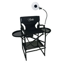 TuscanyPro Bridal Tall Heavy Duty Director Chair with Mini Ring LED Light - Perfect for Wedding Makeup for Bride - Italian Design with 29 Inch Seat Height