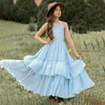 thumbnail image 1 of LSLJS Robe à Volants en Dentelle pour Filles Bébés Enfants d'Âge Moyen Robe de Banquet Longue Robe, Robes pour Filles (Bleu, 11-12 Ans), 1 of 1