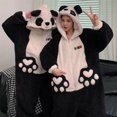 thumbnail image 3 of Kigurumis-Pijama de terciopelo Coral con capucha para hombre y mujer, ropa de dormir de una pieza con diseño de Panda, monos gruesos y cálidos para parejas, para amantes del invierno, 3 of 4