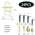 thumbnail image 2 of DJN Up to 70% Off Tableware Flatware Set With Holder 24pcs Cutlery Set With Ceramic Handle Tableware Kitchen Utensils Set Service For 6 Include Fork Spoon For Home And Restaurant, 2 of 7