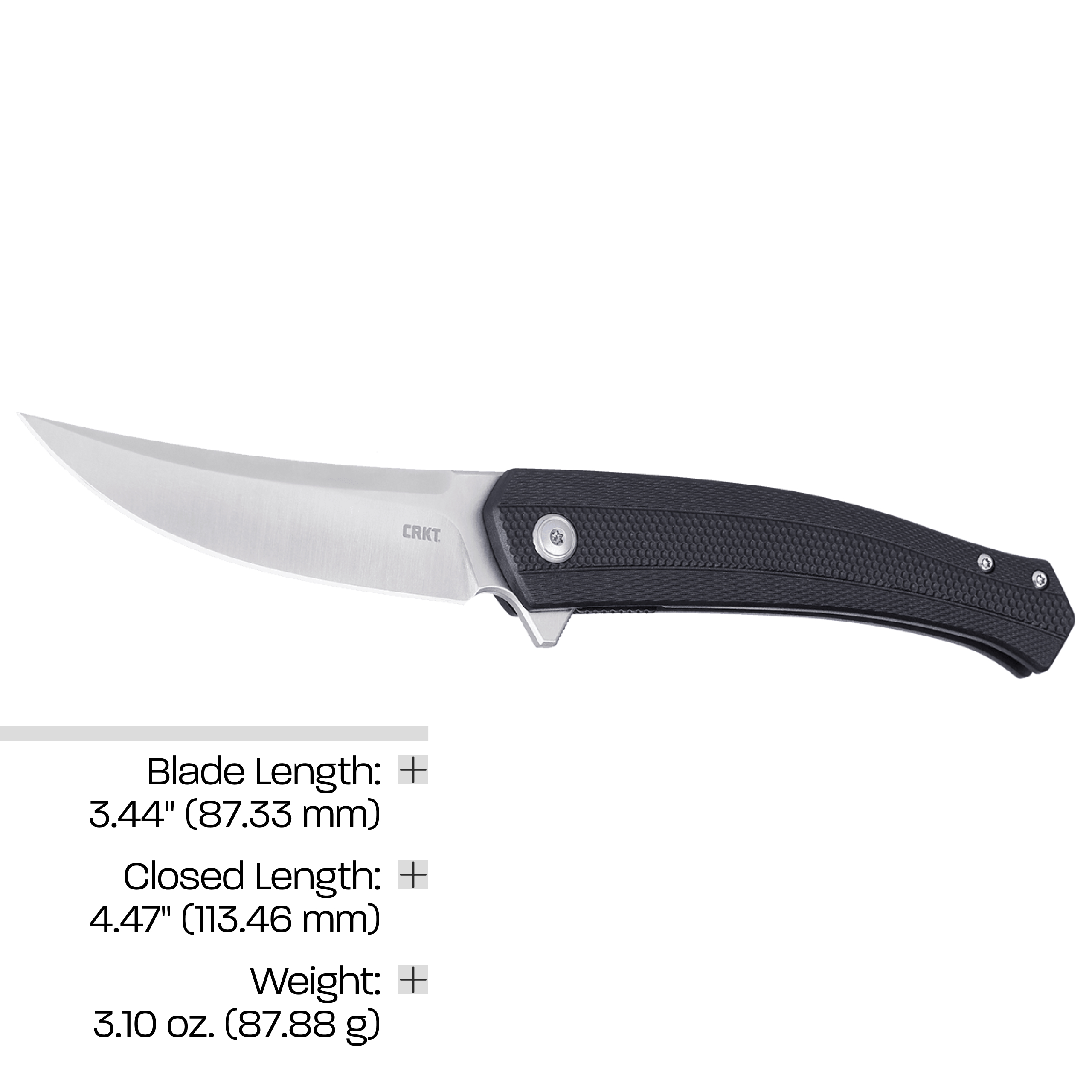 CRKT Persian Everyday Carry Assisted Folding Knife with Liner Lock: D2 Plain Edge Blade, Glass-Reinforced Nylon Handle, Pocket Clip, 7060