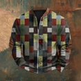 thumbnail image 3 of Men's Retro Plaid Print Zip Up Sweatshirt, Casual Long Sleeve Cardigan Style Fleece Jacket, Vintage Streetwear for Christmas, Fall Winter, Daily Layering Piece,Army Green,L, 3 of 6