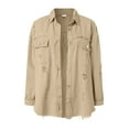 thumbnail image 6 of Towmus Casual Quilted Jackets for Women Button Down Collared Long Sleeve Shirts Frayed Hem Fall Jackets with Pockets, 6 of 6