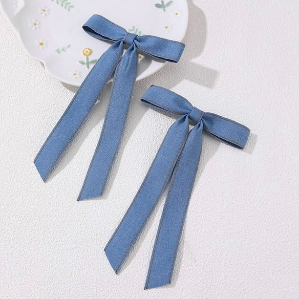 par de pinzas para el pelo con lazo de color sólido retro, pinzas de moda con cola larga para mujer, estilo dulce y moderno para fiestas y uso diario, accesorios para el cabello.