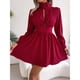 thumbnail image 3 of Vestido de cuello alto de color sólido, vestido de cuello alto de color sólido, vestido de cuello alto con recortes, minivestido, funcionalidad inteligente, 3 of 7