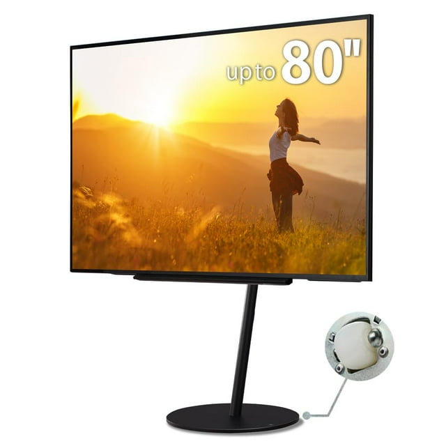 WALL A2 Large Type | Japanese Rolling Portable Free-Standing 45-80 Inch Universal Big Screen TV Stand with Concealed Caster Wheels | Satin Black