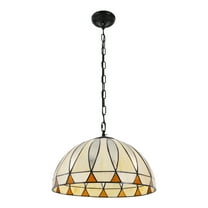 Living Room Tiffany Semi Flush Mount Ceiling Fixture Antique Glass Ceiling Lighting Hanging Lamps Art Decor Pendant Light Fixtures Adjustable Height for Dining Room Bedroom Hallway