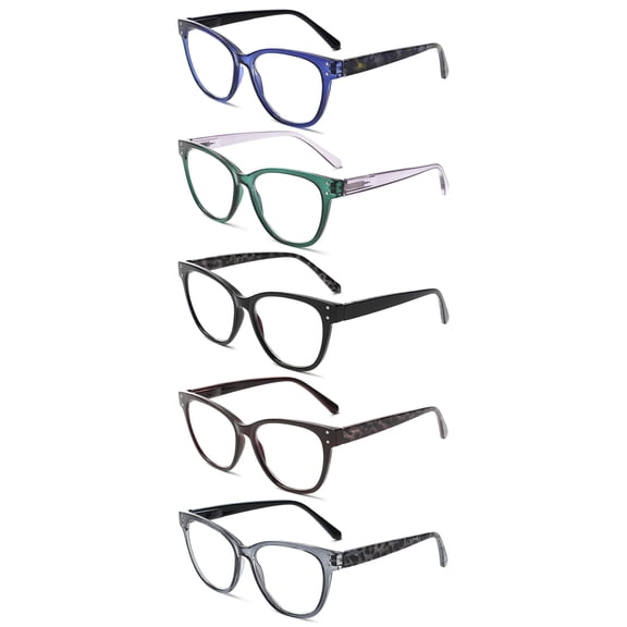 SUNVOES 5 Pack Blue Light Blocking Reading Glasses for Women and Men Spring Hinges