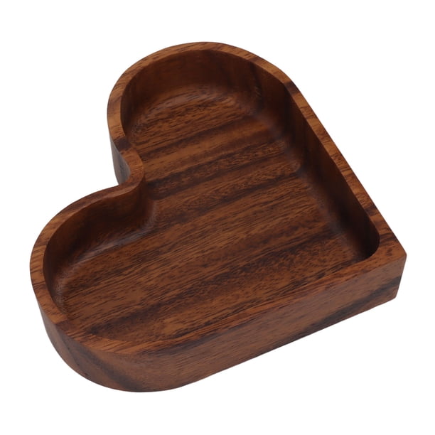 Plato de fruta de nogal ANGGREK Bandeja Decorativa Pequeña En Forma de Corazón 14,5x14,5 Cm
