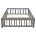 thumbnail image 7 of Full Size Floor Bed for Children, Solid Wood Platform Bed Frame with Safety Fence & Door, Wood Slats, Durable Fun Design Floor Bed, for Girls and Boys, Gray, 7 of 7