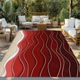 thumbnail image 3 of Fsddascl Red Ocean Waves Outdoor Rug for Patio/Deck/Porch, Non-Slip Large Area Rug 6 x 9 Ft, Coastal Abstract Stripes Ombre Art Indoor Outdoor Rugs Washable Area Rugs, Reversible Camping Rug Carpet, 3 of 5