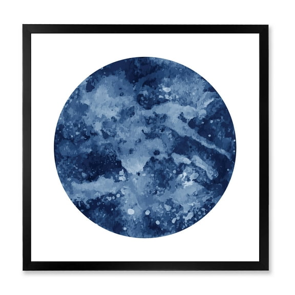 Designart 'Blue Space Galaxy Circle' Modern Framed Art Print