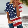 thumbnail image 2 of Dyegold Summer Tops for Women 2023 Trendy, Summer Tops for Women USA Star Stripes Fourth July Tshirts Half Zip V Neck Short Sleeve Blouse American Flag ​Tunics, 2 of 5