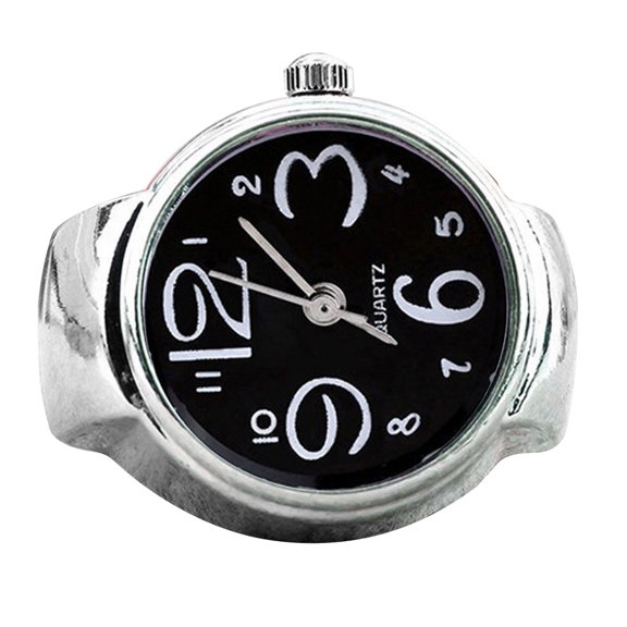 UDIYO Fashion Stainless Steel Elastic Band Round Quartz Analog Finger Ring Watch Gift
