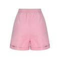 thumbnail image 6 of Homenesgenics Summer Short for Women Plus Size Clearance Women Summer Cotton and Linen Pockets Wide Leg Shorts High Waisted Casual Shorts Workwear/(Pink,L), 6 of 8