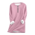 thumbnail image 2 of SDNall Women's Warm Fleece Jacket, Loose Fit Half Zip Long Sleeve Top with Pockets, 2 of 9