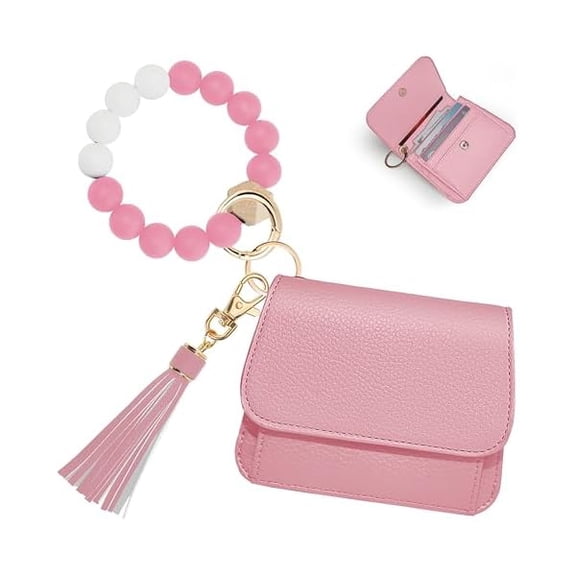 ZCKeychain Wallet RFID Wristlet Wallets for Women,Small Wallets Woman Key Chain Wallet with Coin Pocket and Id Window