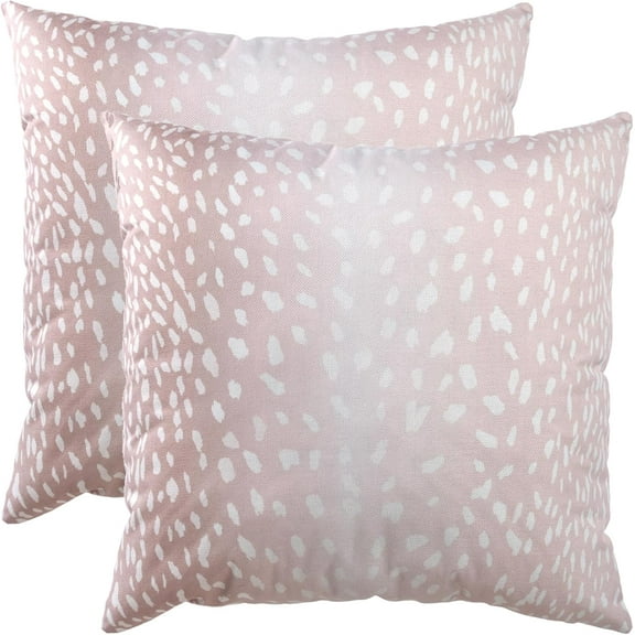 Antelope Pillow Covers 18x18 Inch Set of 2, Brown Pink White Faux Fawn Animal Print Decorative Throw Pillow Cases Neutral Cushion Covers Modern Decoration Gift Farmhouse Sofa Couch Bed Decor