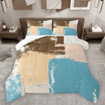 Castle Fairy Abstract Graffiti Boy Girl 3 Pieces Queen Comforter Set,Vintage Aesthetic Ultra Soft Bedding Sets,Minimalist Geometric Plaid Bedding Comforter Set Breathable,Breathable Home Decor