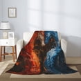 thumbnail image 2 of Throw Blanket for Couch Sofa and Bed, Red and Blue Fire Dragon F Super Soft Plush Throw Blanket, Fuzzy Cuteness Comfy Warm Washable Flannel Blanket & Throws for All Season, 2 of 5