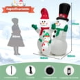 thumbnail image 3 of Familia de Muñecos de Nieve Inflable Costway Decoración de Navidad con LED y Soplador 175 cm, 3 of 10