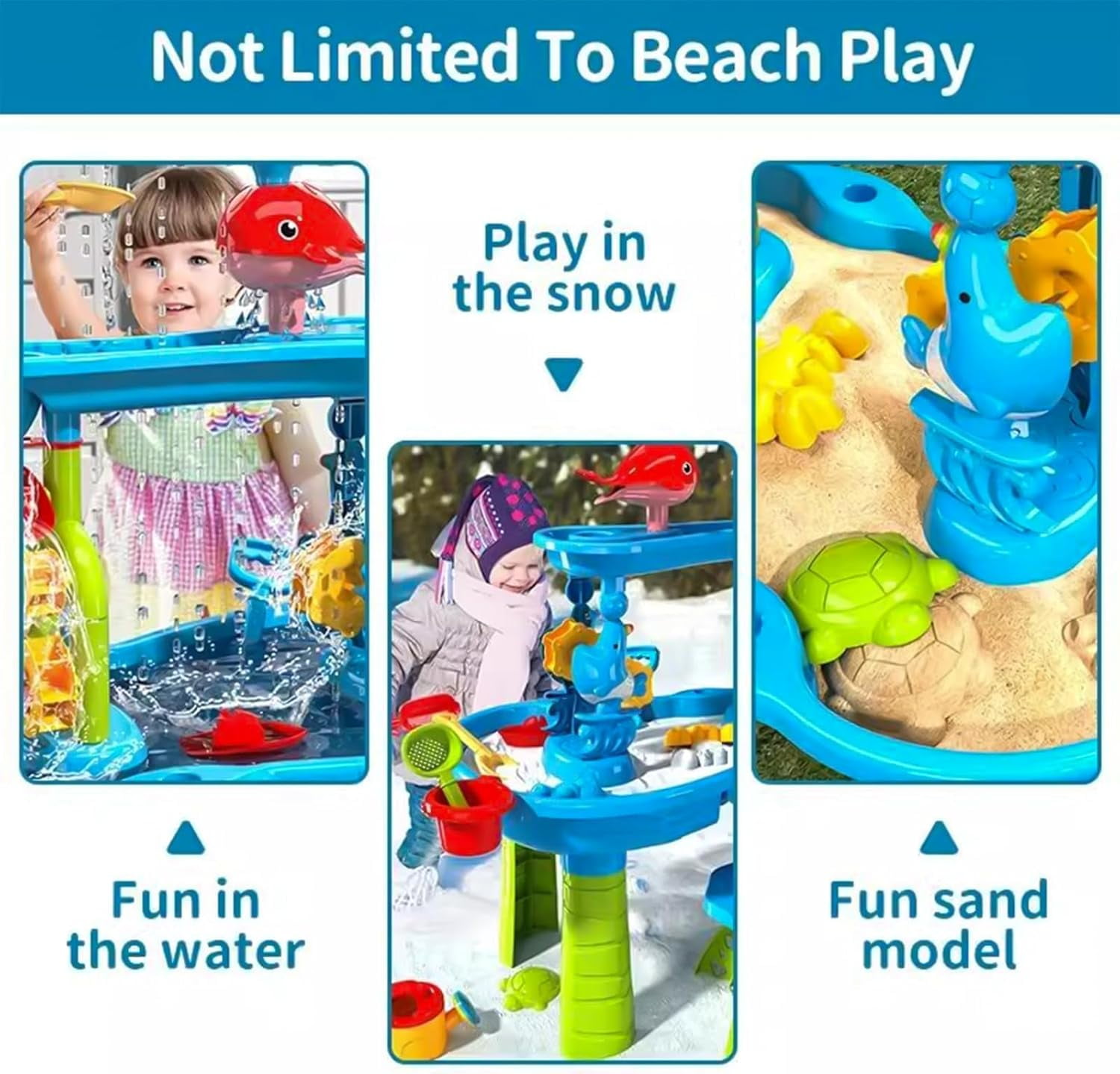 Water Table with Chair – 3-Tier Sand Water Sensory Table Toys for Toddlers & Kids Ages 3-8, Outdoor Backyard & Beach Play, Ideal Gift for Boys & Girls