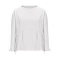 thumbnail image 2 of Zedker Womens Fall Dresses Casual Tunic Dress Short Sleeve Crew Neck Flowy Dress, Plus Size White L, 2 of 9