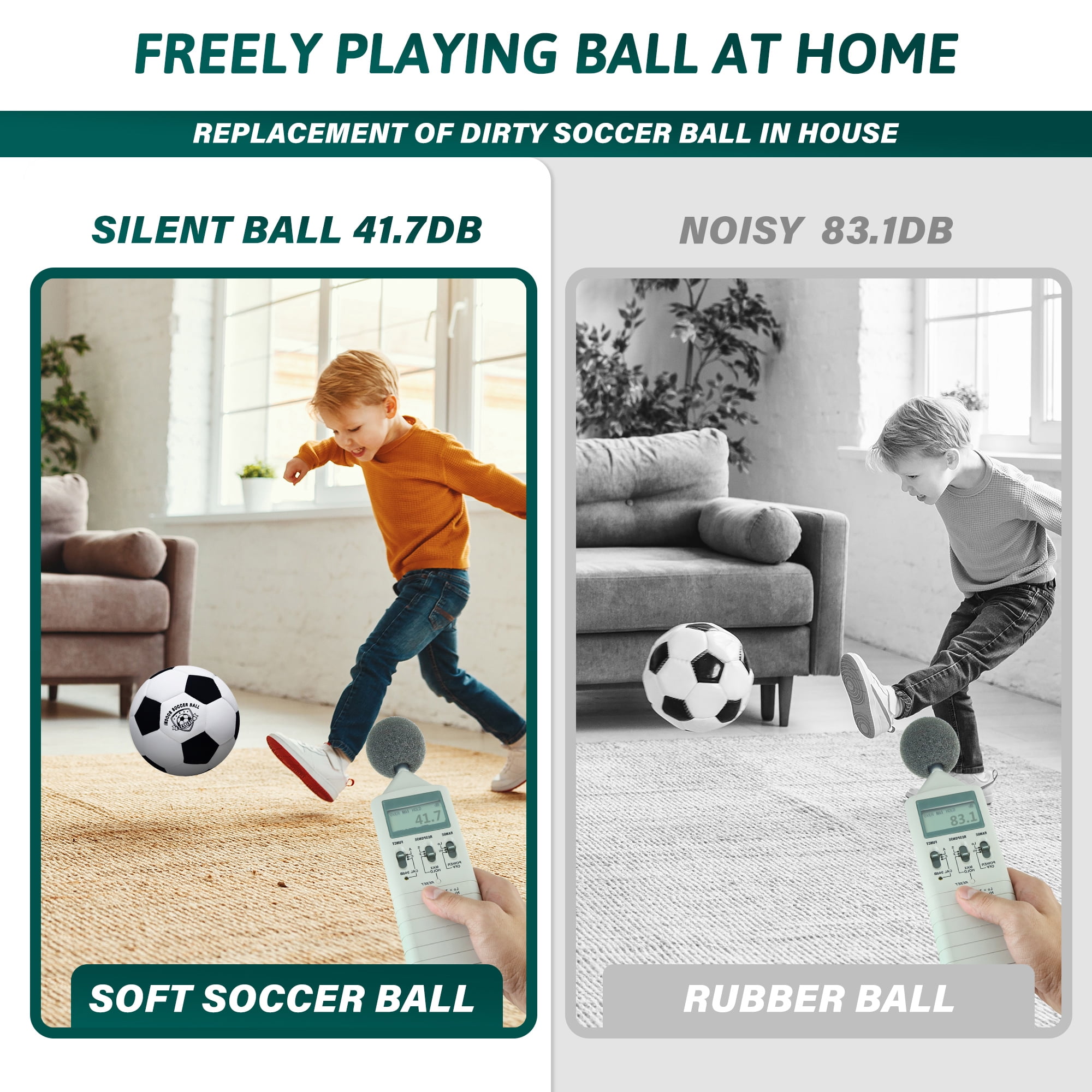 Indoor Soccer Balls Size 4 - Soft Safe for Protect Inside House Furniture - Size 4 Soccer Balls for Girls Kids Youth Boys Fun Soccer Gifts Birthday Christmas