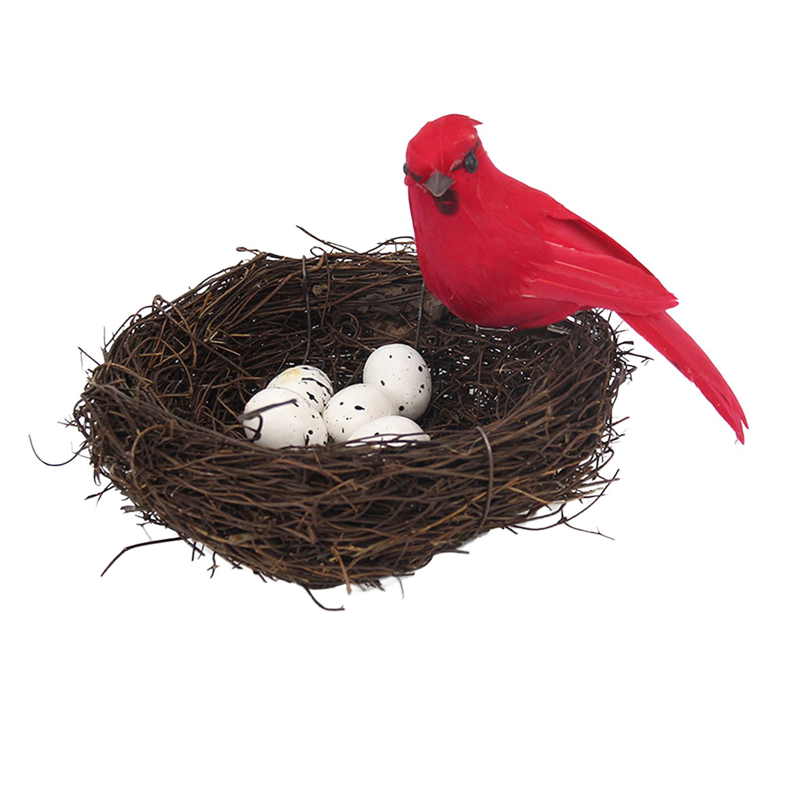 Nature Artificial Bird Nest Decorative Photo Props made red