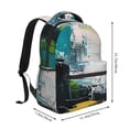 thumbnail image 3 of KLL Abstract Brushstrokes Green Blue Print Casual Backpack for Men Women,Travel Casual Backpack Outdoor Activities Bag Daypack for Travel Hiking Shopping Daily, 3 of 5