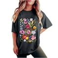 thumbnail image 5 of Sakmal Gray Tops for Women Trendy Summer Short Sleeve Crew Neck Loose Fit Graphic Tunic T Shirts for Women, 5 of 7