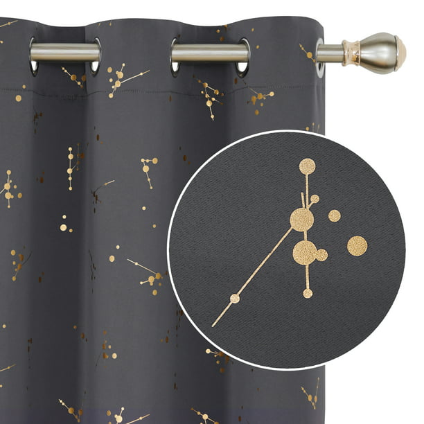 Deconovo Blackout Curtain Foil Printed Constellation Pattern Curtains