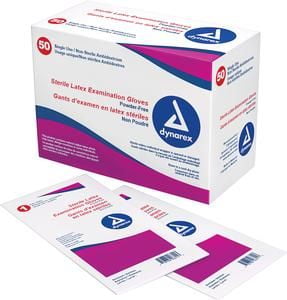 Sterile Powder-free Latex Exam Glove Large, Box of 50, 3mm Thick by Dynarex