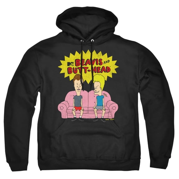 Beavis And Butthead Couch Logo Og Unisex Adult Pull-Over Hoodie (3X-Large) Black