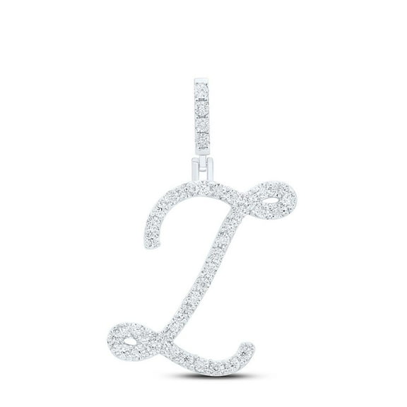 925 Sterling Silver Genuine Diamond Women's Script Font Initial Z Pendant 1/6 CT