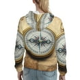 thumbnail image 7 of Daiia Magnetic Old Compass On World Map Pattern Women's Fashion Hoodies & Sweatshirts with Kangaroo Pocket Hooded Sweatshirt with Eye-catching Drawstrings-Large, 7 of 7