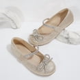 thumbnail image 6 of Rexoro Girls' Mary Jane Flats Kids Sparkly Rhinestone Bow Dress Shoes Princess Girls Shoes for Wedding Party Gold 11 Little Kid, 6 of 6