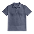 thumbnail image 2 of Hearthz Textured Knit Mens Polo Shirt Quarter Zip Mens Short Sleeve Shirts Collared Mens Golf Shirt Dark Blue XL, 2 of 4