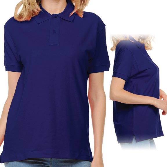 Basico Navy Polo Collared Shirts For Women 100% Cotton Short Sleeve Golf Polo Shirts For Women and Juniors
