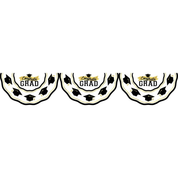 Achievement is Key Graduation Black Silver Gold Bunting 11 Ft Plastic