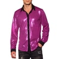 thumbnail image 1 of Camisa Brillante INSPIRE CHIC de Manga Larga para Hombre, Camisas Metálicas con Brillo para Fiesta y Club Nocturno, Color Rojo Rosa, 1 of 5