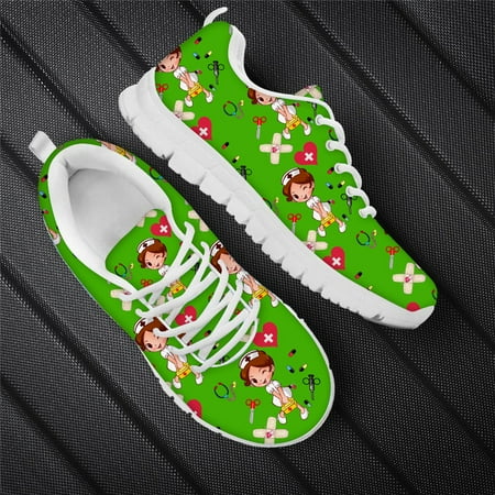 

Cartoon Nurse Heart Love Print Woman Flats Mesh Sneaker 2024 Summer Luxury Designer Ladies Shoes Casual Shoes for Women Footwear