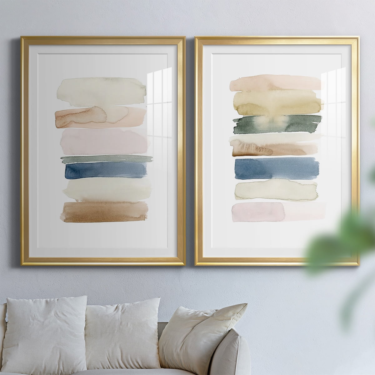 Wexford Home Faint Swatches I Premium Framed Print, 18.5" x 24.5" - Ready to Hang, Gold (Set of 2)
